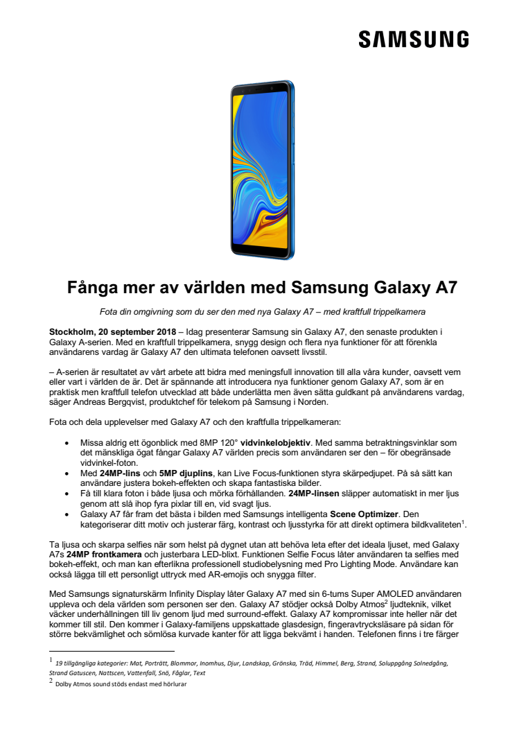 Fånga mer av världen med Samsung Galaxy A7