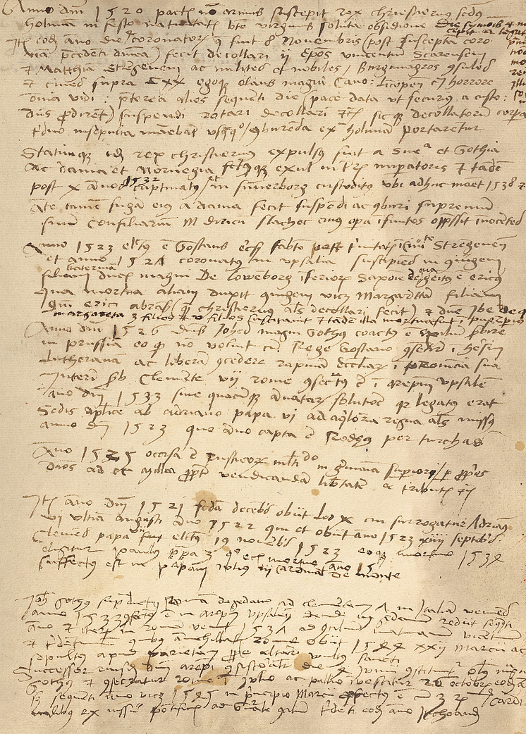 Olaus Magnus handskrivna skildring av Stockholms blodbad