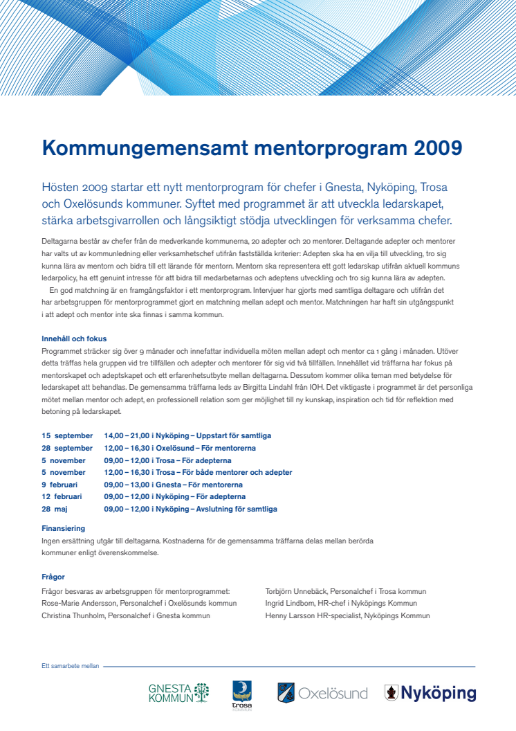 Mentorprogram 2009 infoblad med datum
