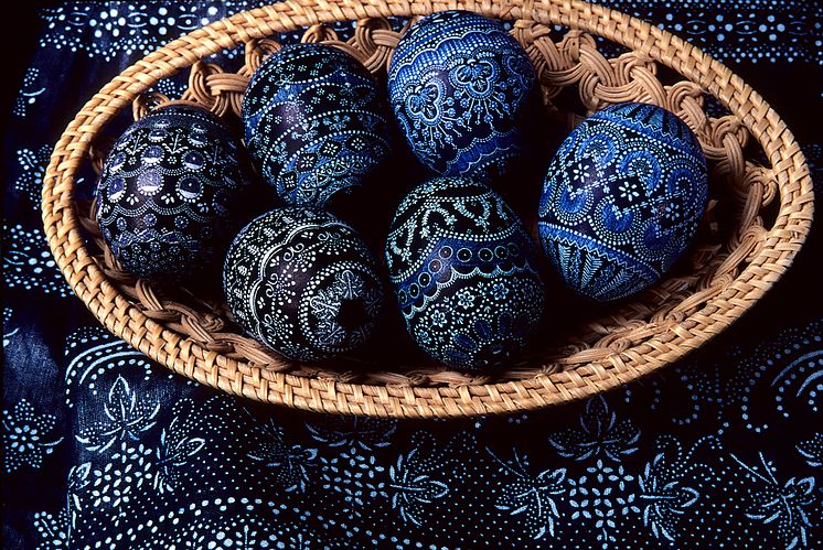 Sorbish Easter Eggs in blue print