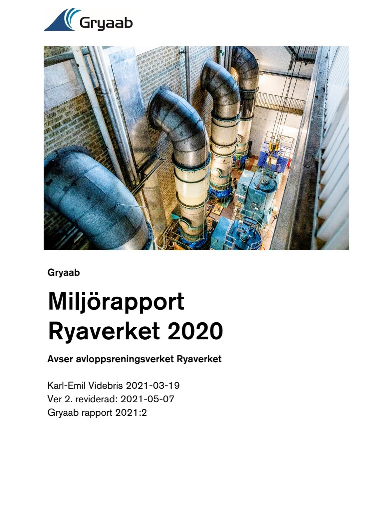 Miljörapport Ryaverket 2020