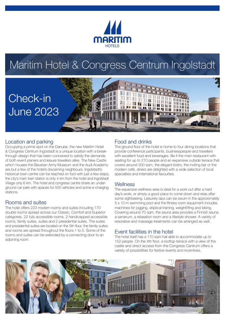 Factsheet Maritim Hotel and Congress Center Ingolstadt, Bavaria, Germany