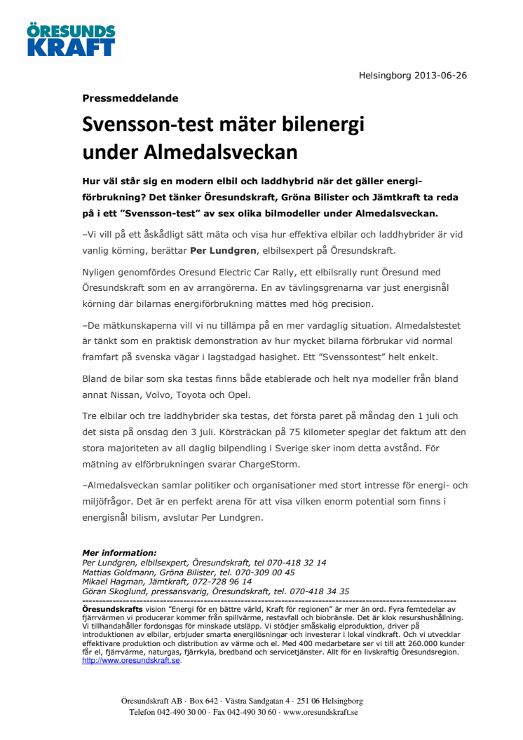 Svensson-test mäter bilenergi under Almedalsveckan