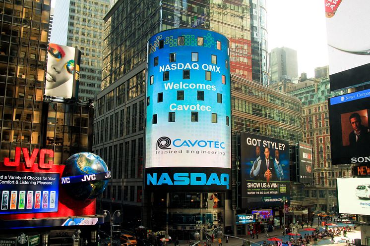 Times Square calling: Cavotec welcome on NASDAQ tower in Times Square 