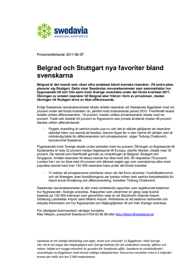 Belgrad och Stuttgart nya favoriter bland svenskarna