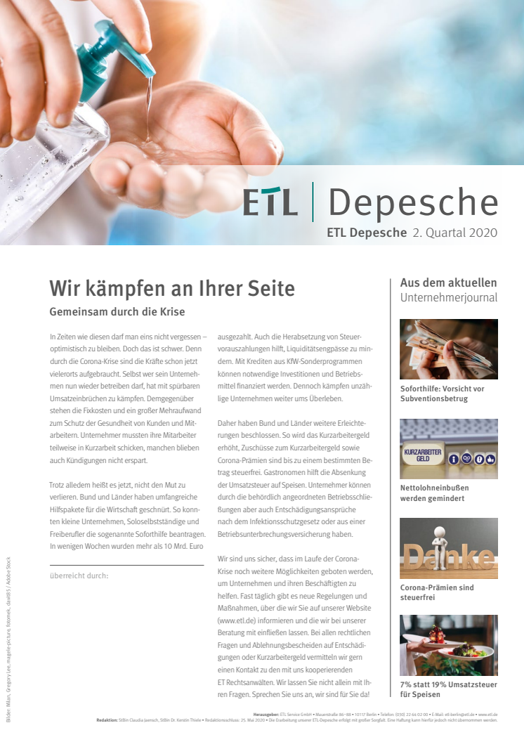 ETL-Depesche II. Quartal 2020