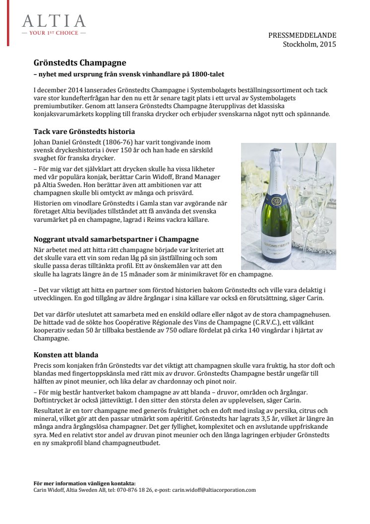 Grönstedts Champagne – nyhet med ursprung från svensk vinhandlare på 1800-talet