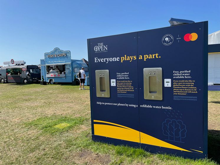 Bluewater provides unique vending solutions for major events seeking sustainable ways to end the need for single use plastic bottles (Photo D Noble)