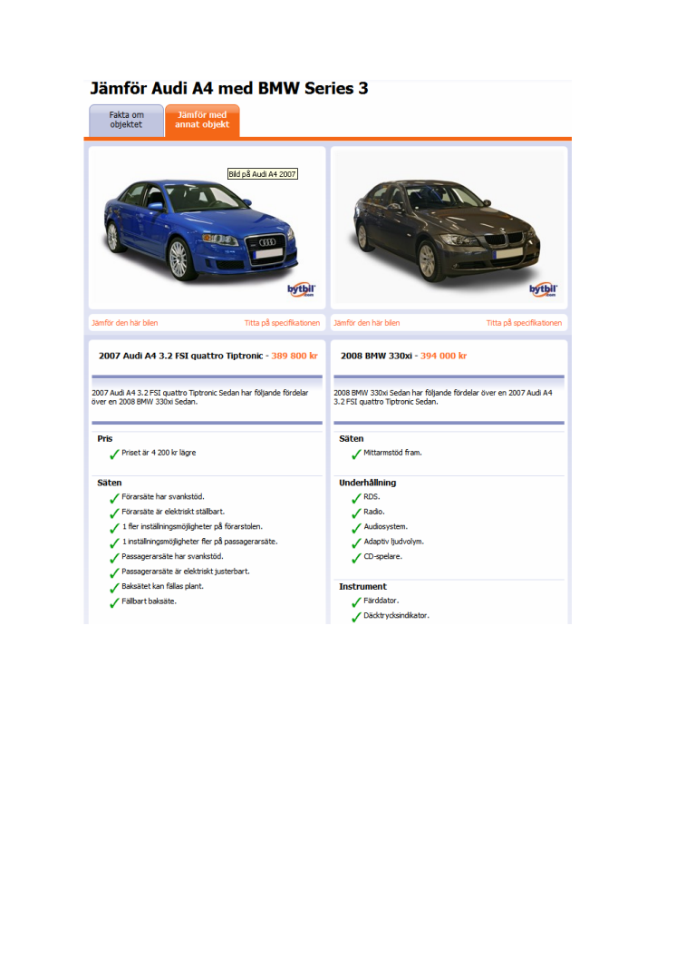 Nytt sätt att jämföra bilmodeller på nätet