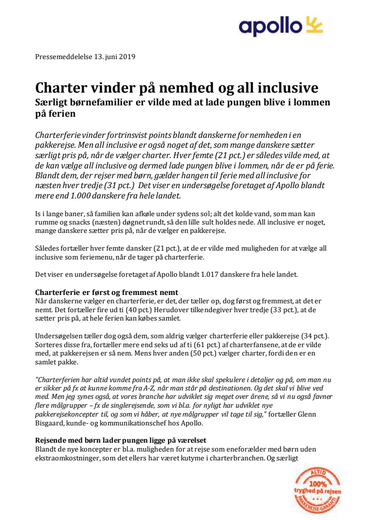 Charter vinder på nemhed og all inclusive