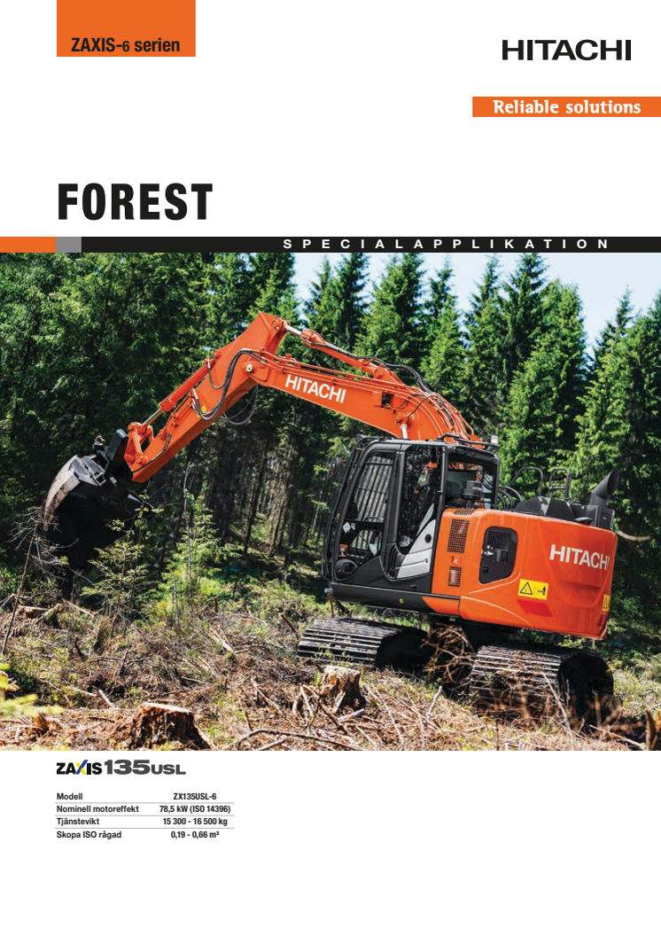 Broschyr_Delvator_Hitachi_ZX135USL-6 Forestry excavator