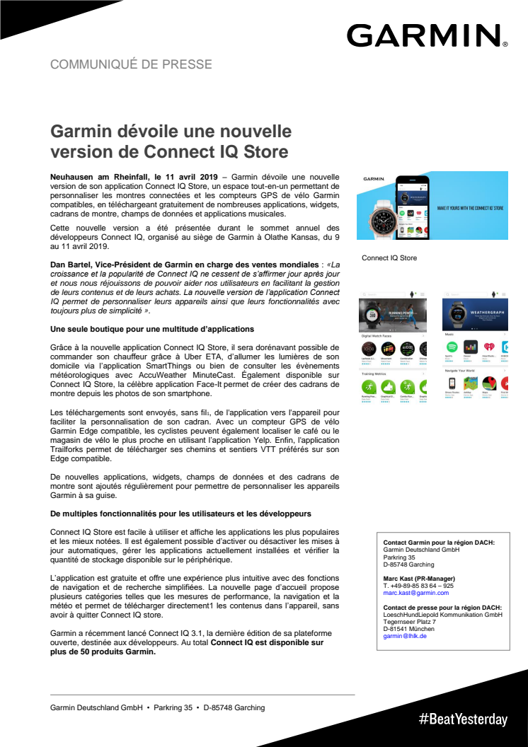 Garmin dévoile une nouvelle version de Connect IQ Store