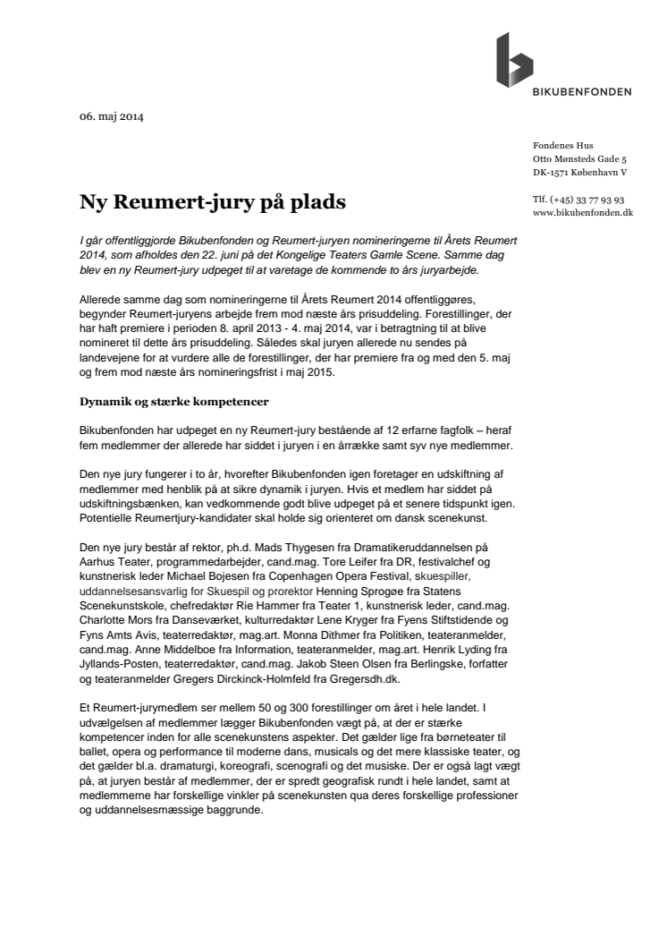 Ny Reumert-jury på plads