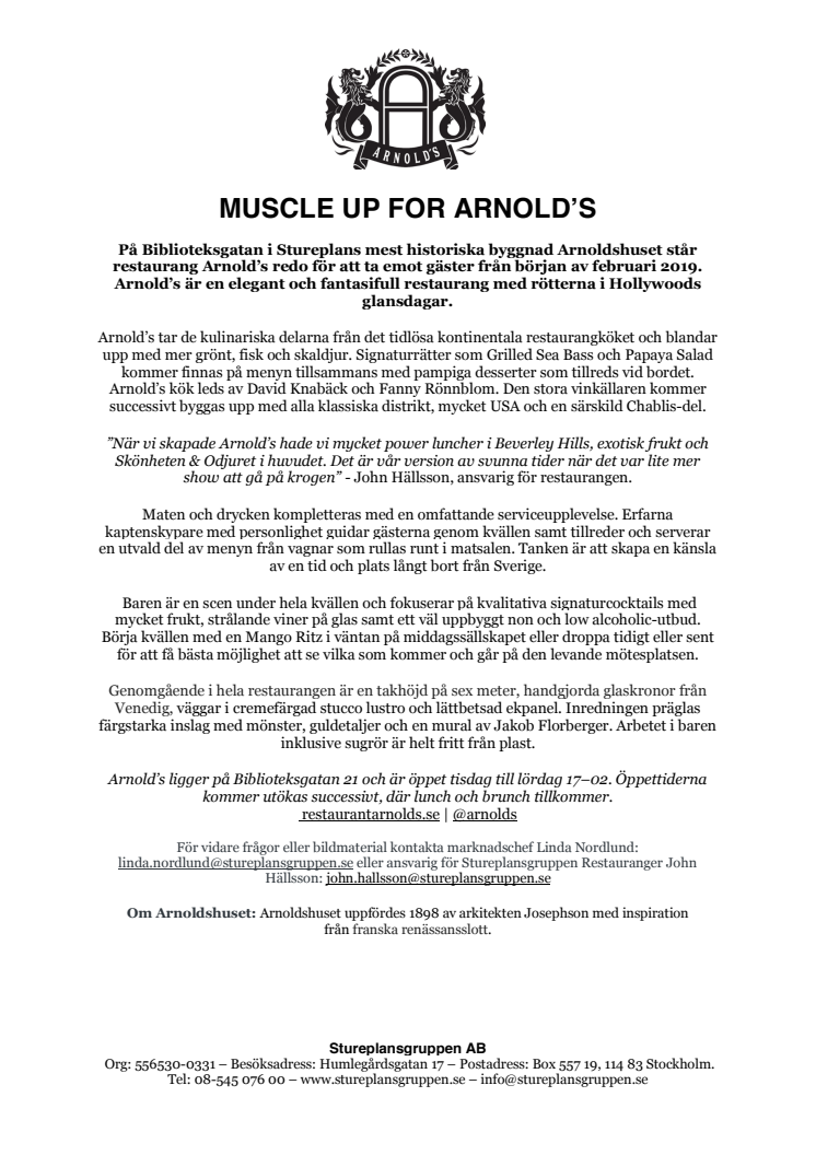 Arnold's - Pressrelease 