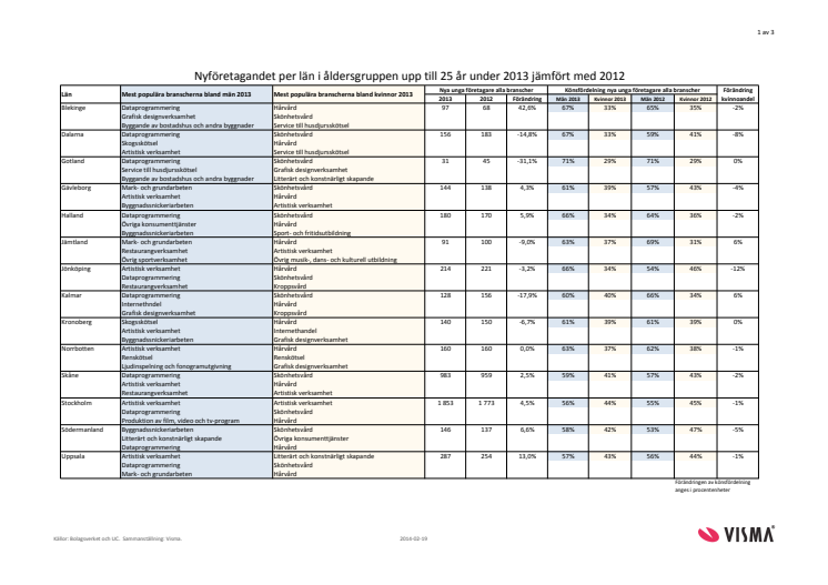 Vismas rapport över nyföretagandet bland unga 2013