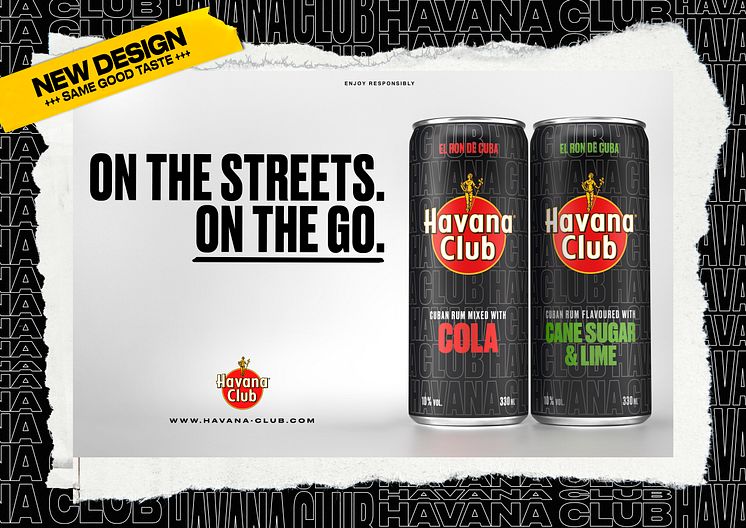 Die beliebten Ready-To-Drinks Havana Club & Cola sowie Havana Club Cane Sugar & Lime im neues Design
