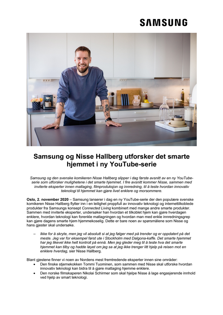 Samsung og Nisse Hallberg utforsker det smarte hjemmet i ny YouTube-serie