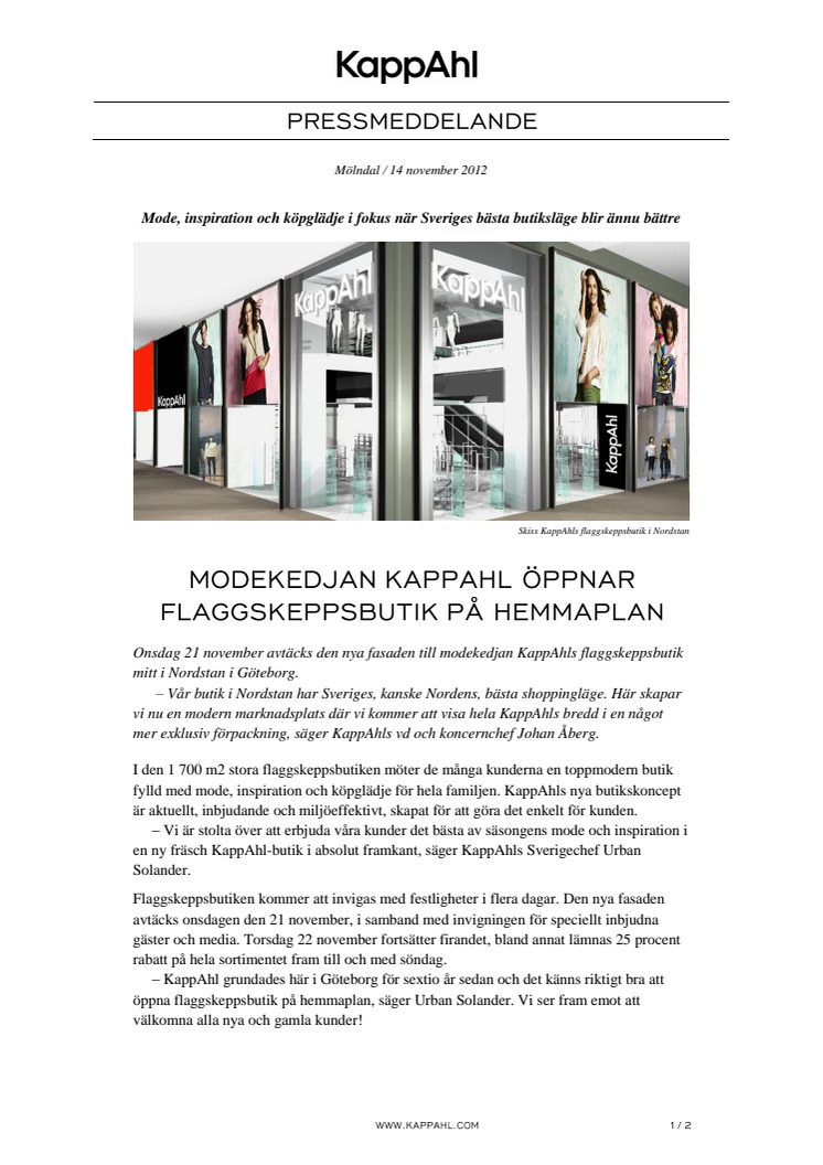 Modekedjan KappAhl öppnar flaggskeppsbutik på hemmaplan