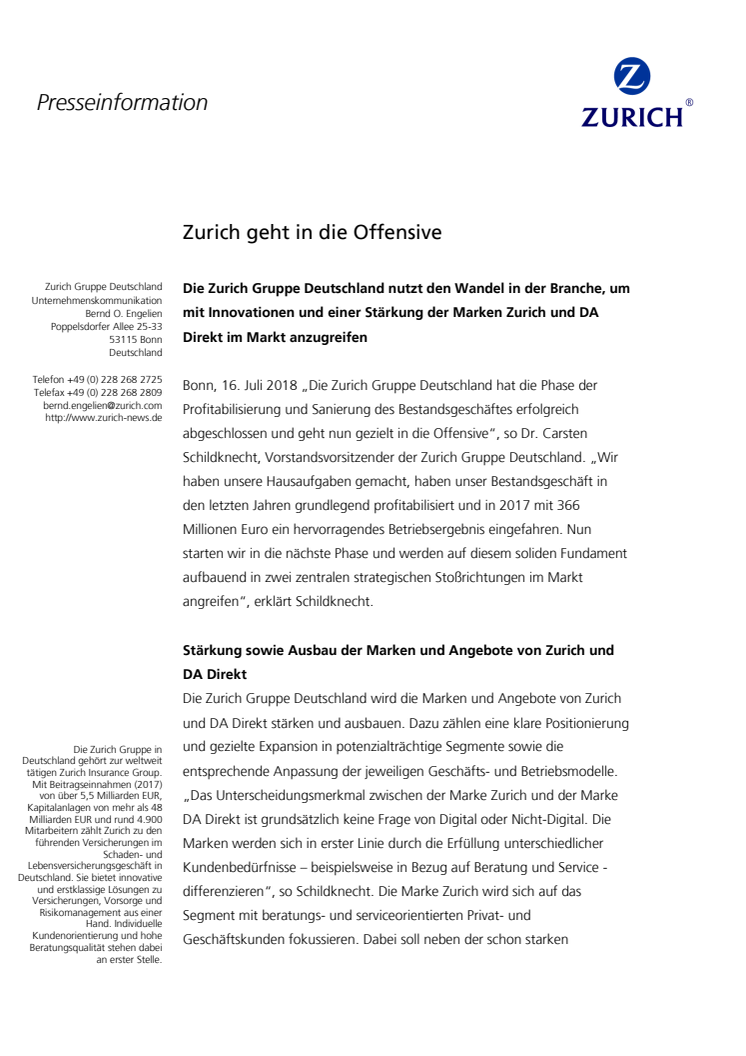 Zurich geht in die Offensive