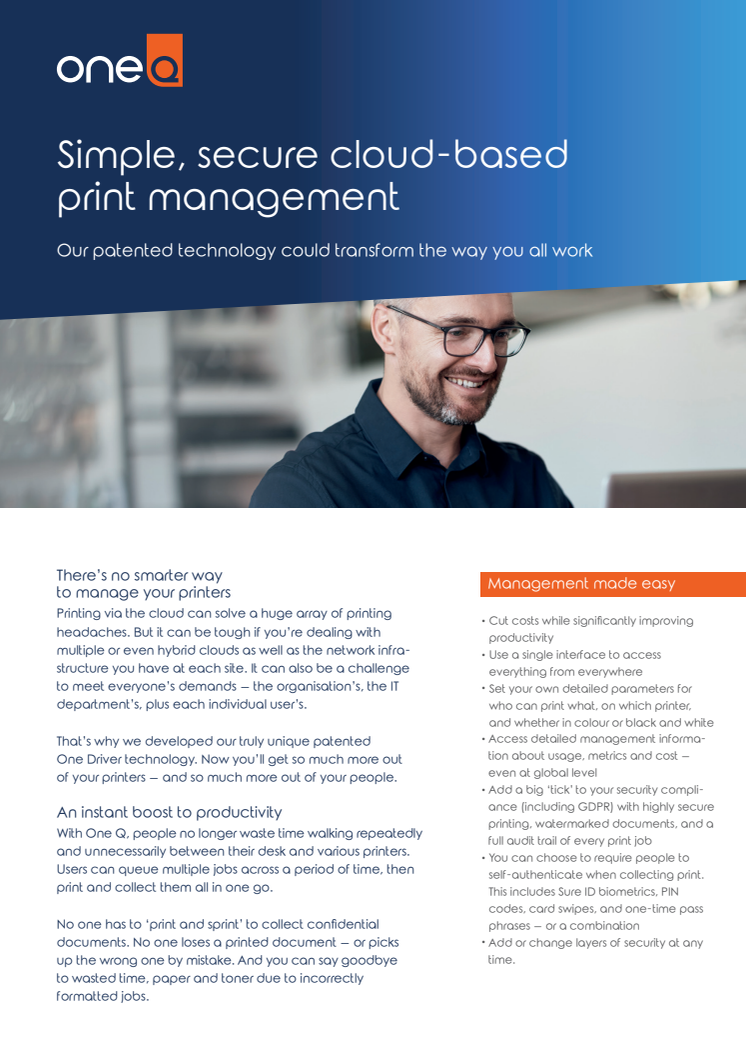 Simple, secure cloud-based print management