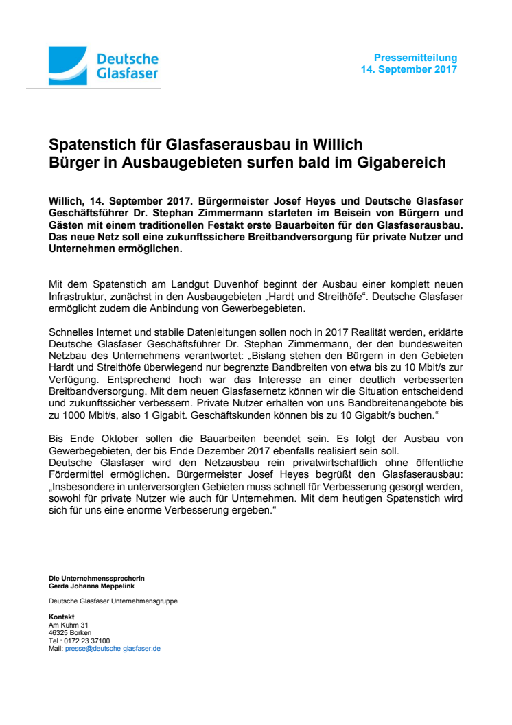 Spatenstich für Glasfaserausbau in Willich: Bürger in Ausbaugebieten surfen bald im Gigabereich