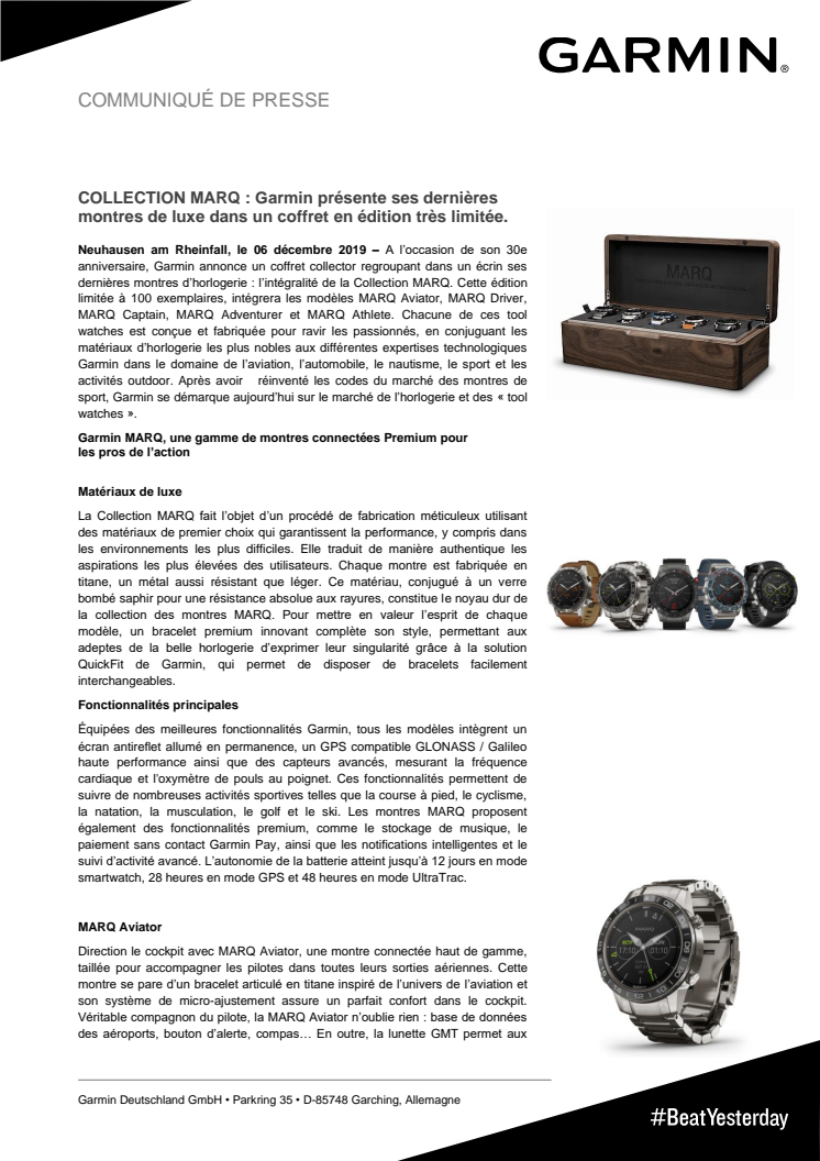 COLLECTION MARQ : Garmin présente ses dernières montres de luxe dans un coffret en édition très limitée.