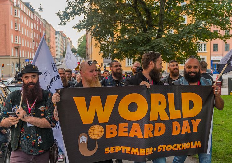 Skäggparad genom Stockholm på World Beard Day