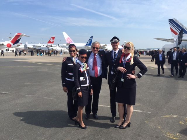 CEO Bjorn Kjos with Short Haul and Long Haul Crew at Paris Air Show