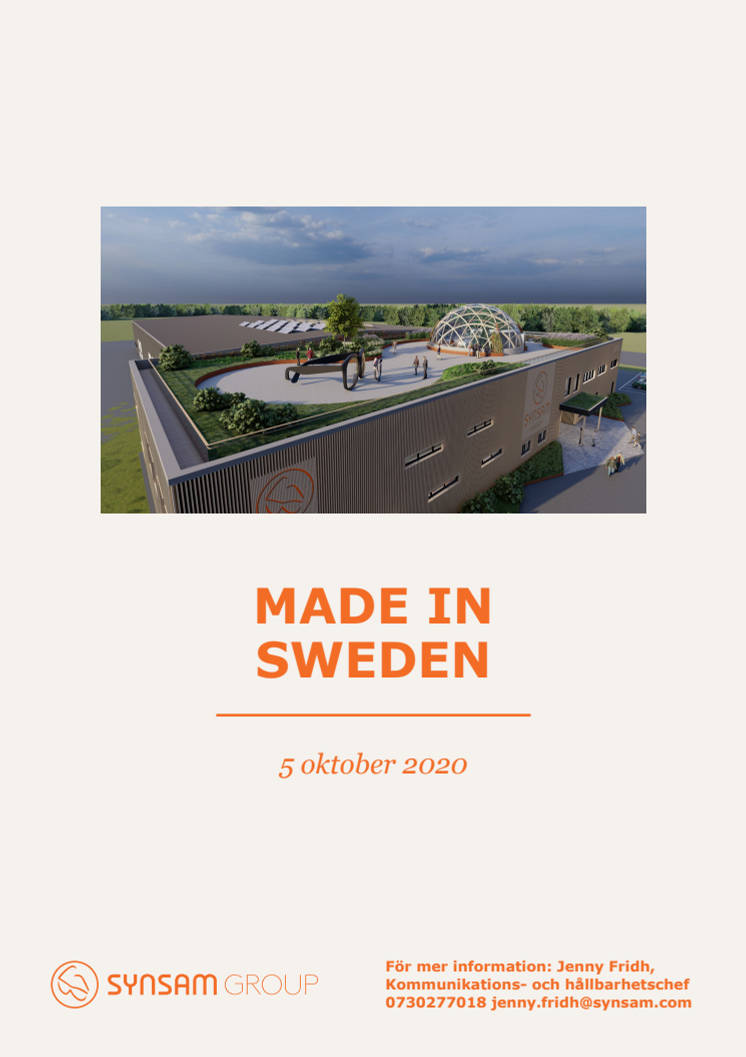 Pressfolder Synsam flyttar hem produktionen från Asien till Sverige