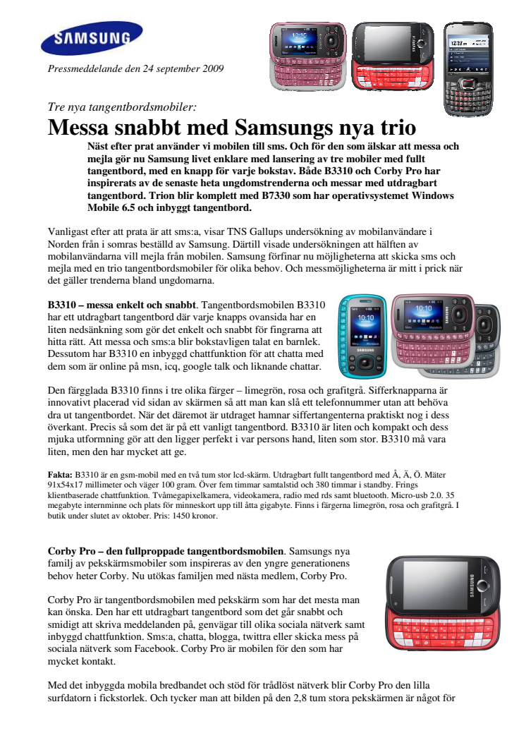 Messa snabbt med Samsungs nya trio