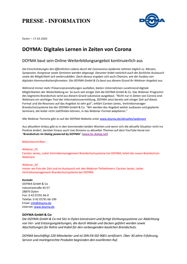 DOYMA-Pressemitteilung: Digitales Lernen in Zeiten von Corona