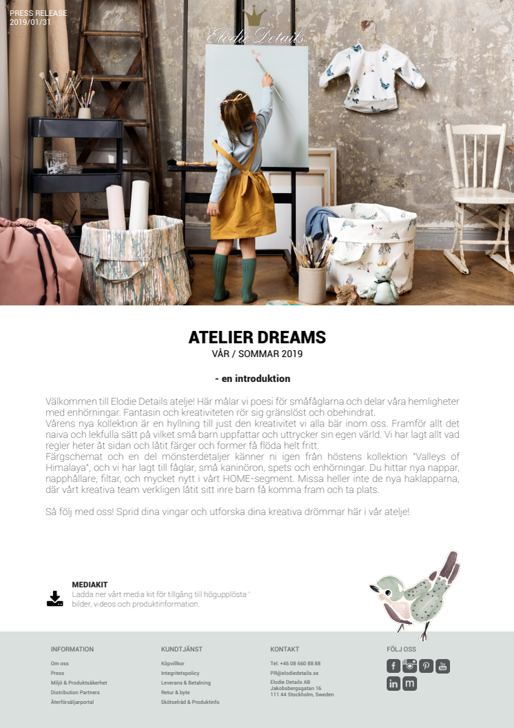 "Atelier Dreams" Elodie Details Vårkollektion 2019