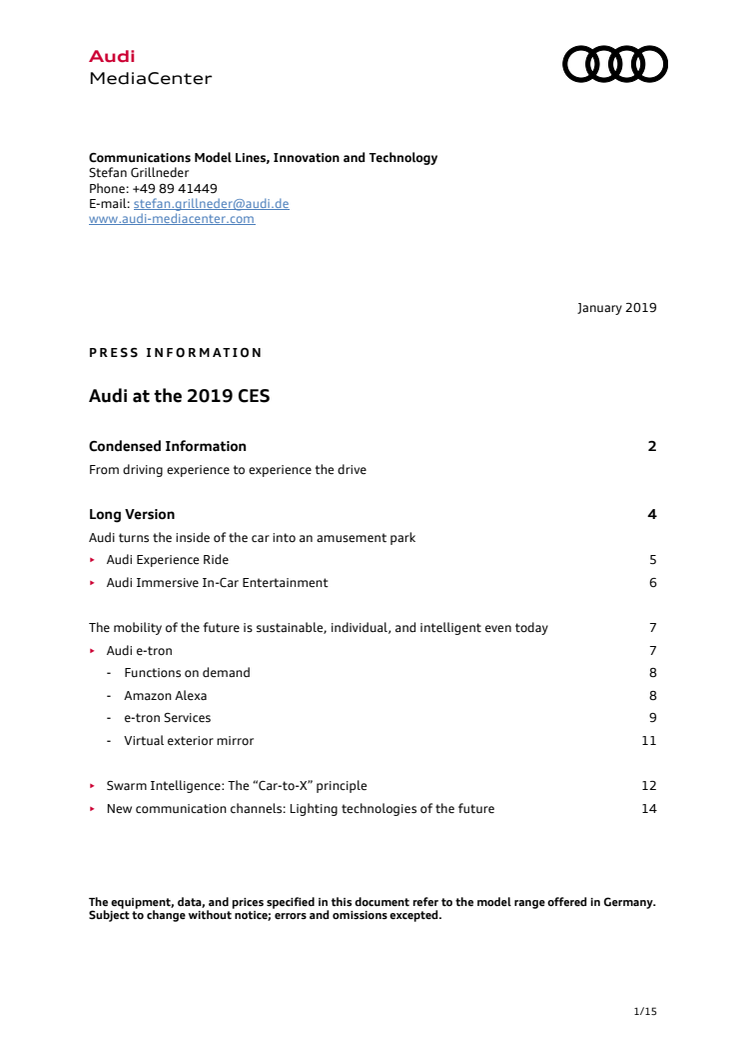 Audi på CES 2019 - detaljeret information