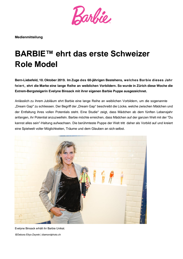 BARBIE™ ehrt das erste Schweizer Role Model 