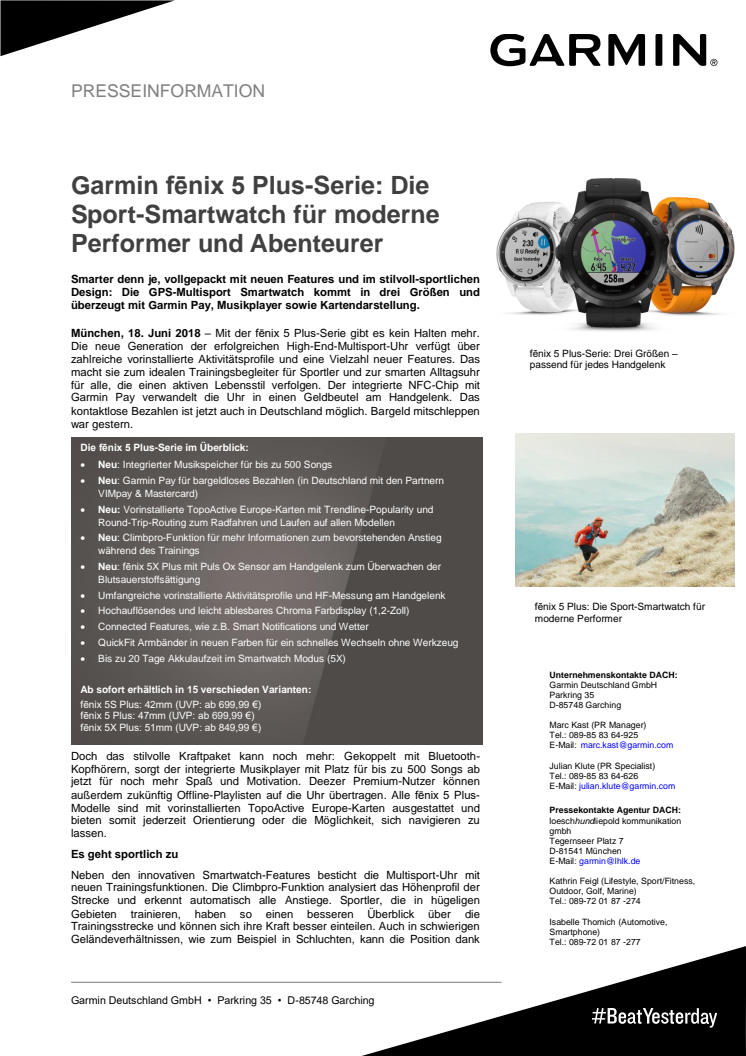 Garmin fēnix 5 Plus-Serie: Die Sport-Smartwatch für moderne Performer und Abenteurer 
