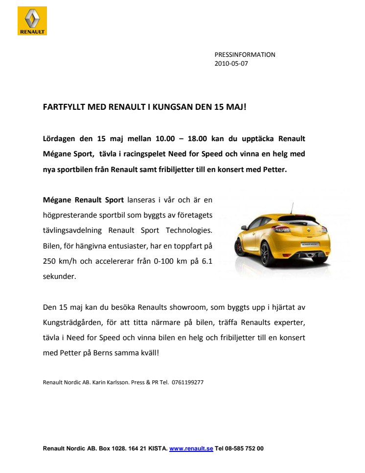 Fartfyllt med Renault i Kungsan den 15 maj