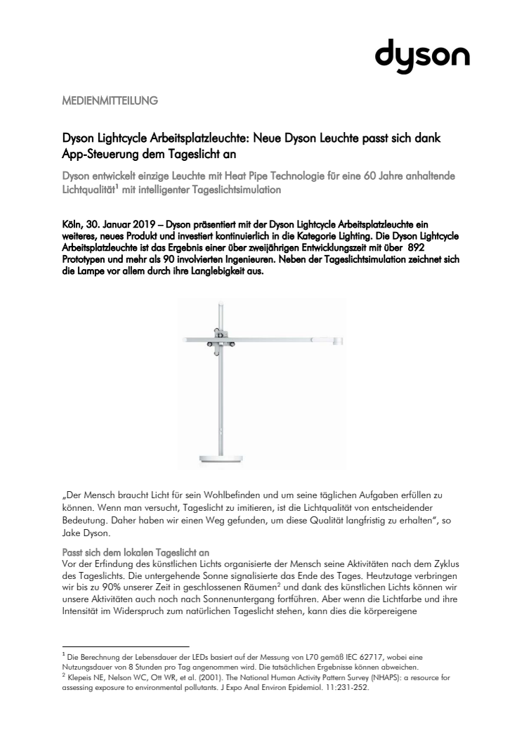 Dyson Lightcycle Arbeitsplatzleuchte: Neue Dyson Leuchte passt sich dank App-Steuerung dem Tageslicht an