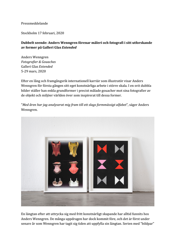 Dubbelt seende: Anders Wenngren förenar måleri och fotografi i sitt utforskande av former på Galleri Glas Extended