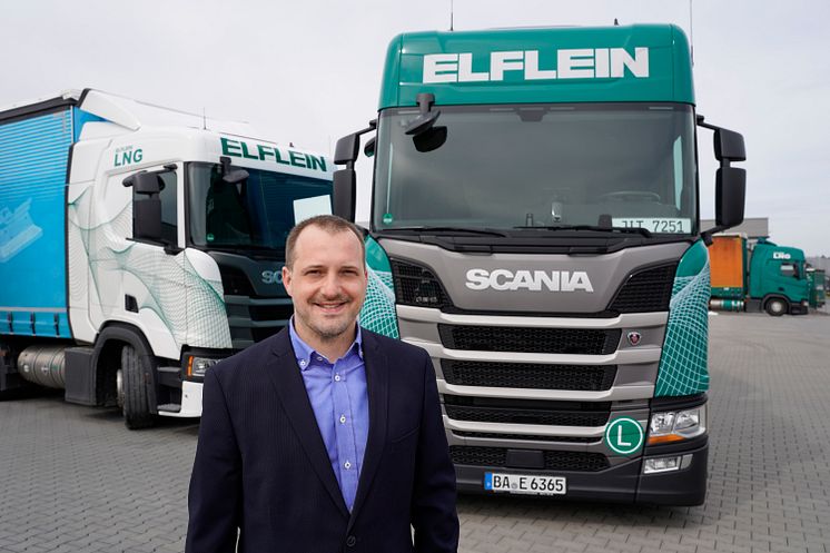 Transport- und Logistikspezialist Elflein setzt auf LNG-Fahrzeuge von Scania.