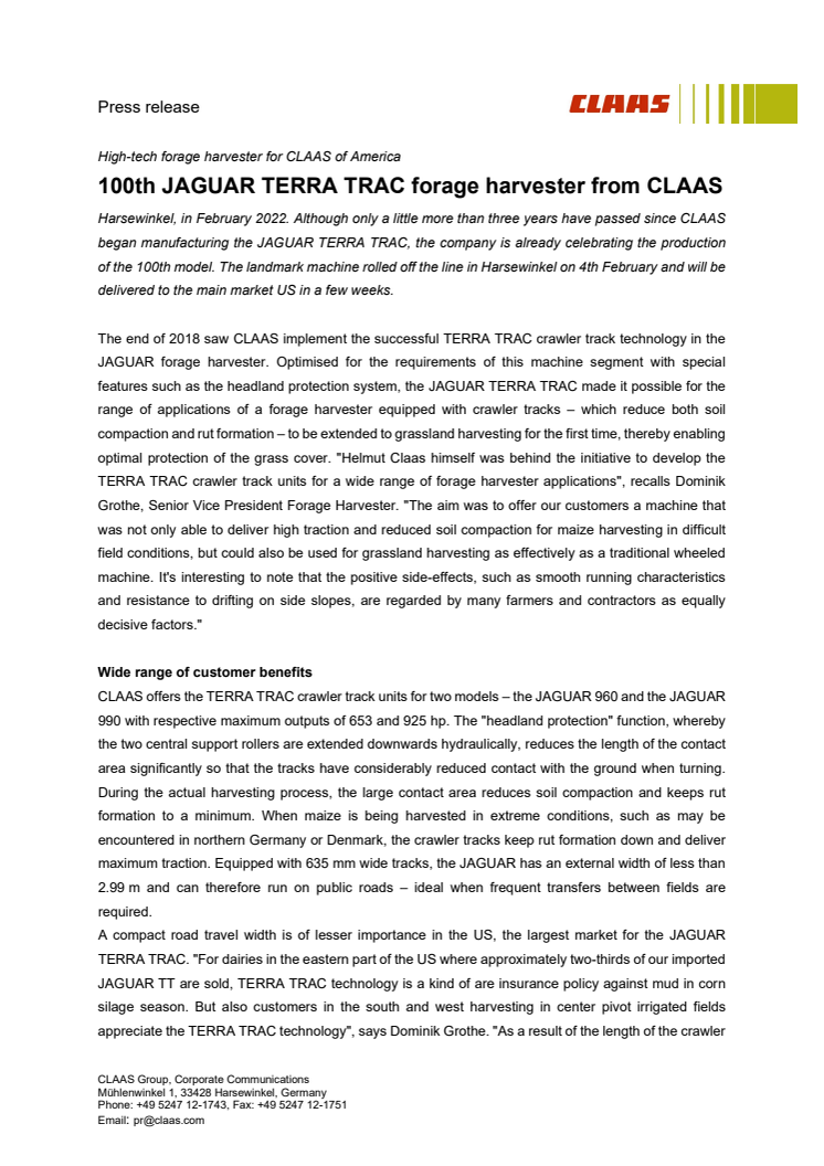 JAGUAR TT-100_pressmeddelande från CLAAS
