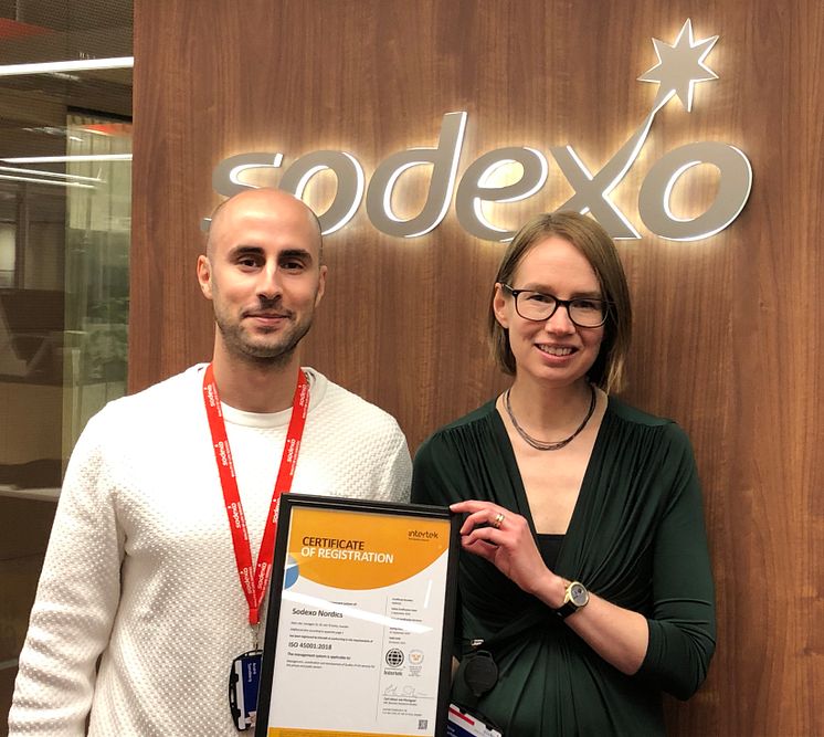 André Sandberg, Quality Manager Sodexo Nordics och Anna Burholm, HSE Manager Sodexo Sverige 