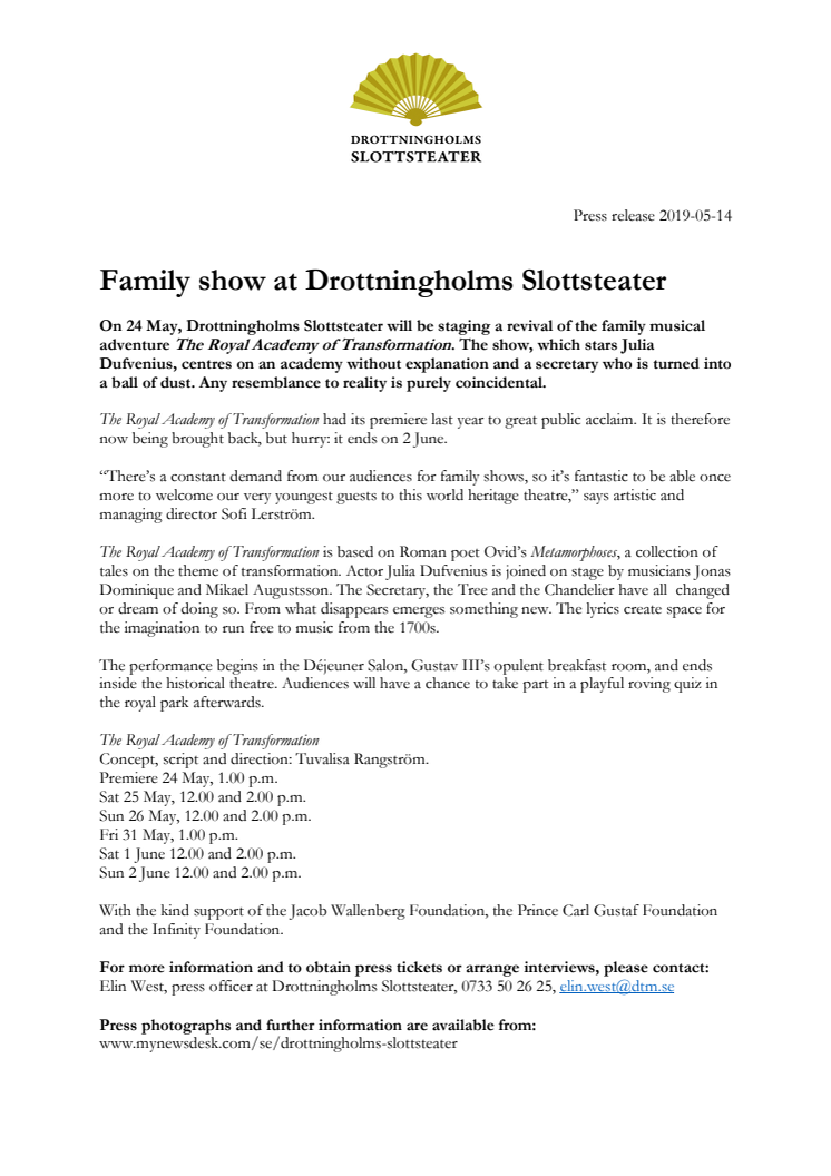 Family show at Drottningholms Slottsteater