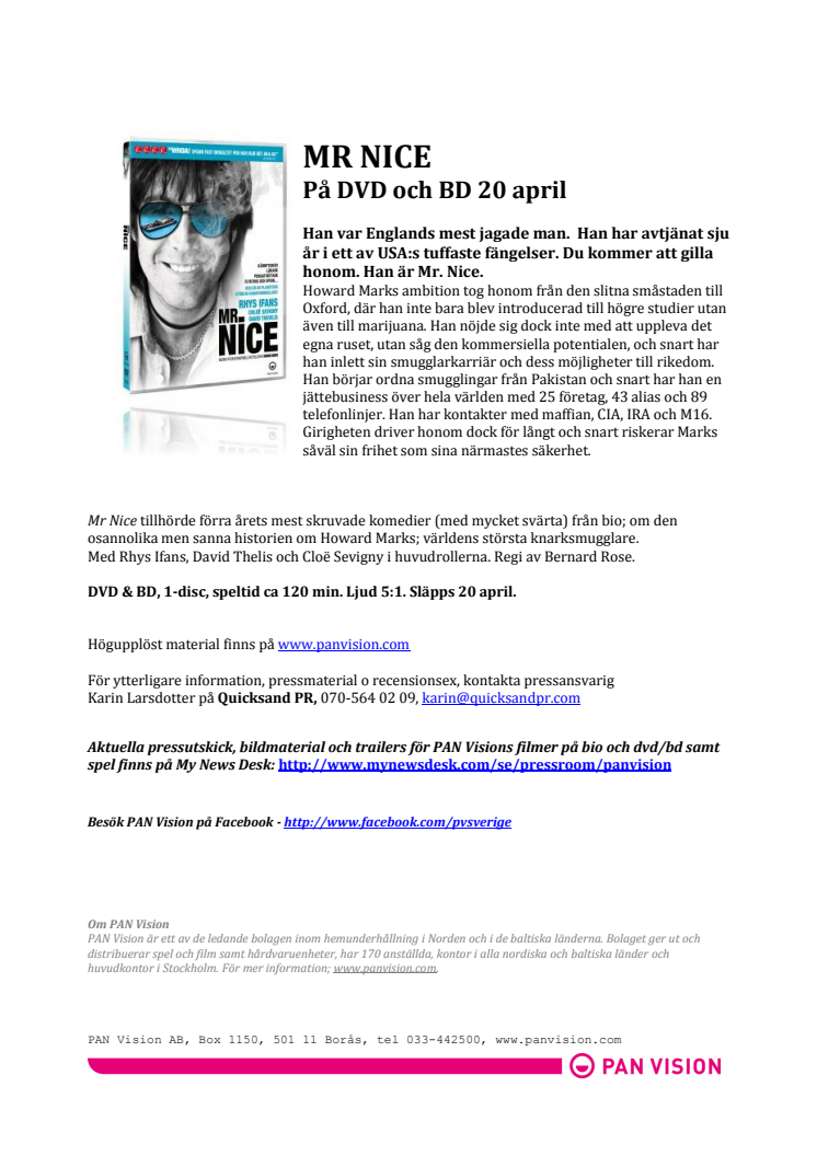 Mr Nice - på DVD & Bluray 20 april
