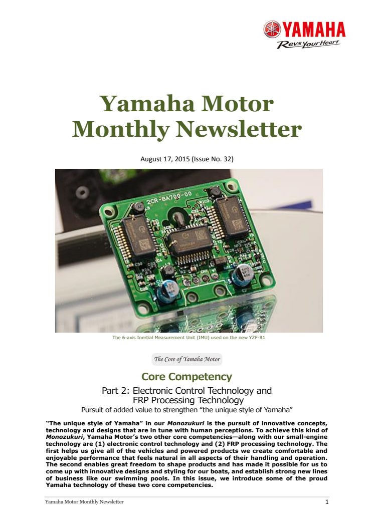 Yamaha Motor Monthly Newsletter No.32(Aug. 2015) Core Competency part 2