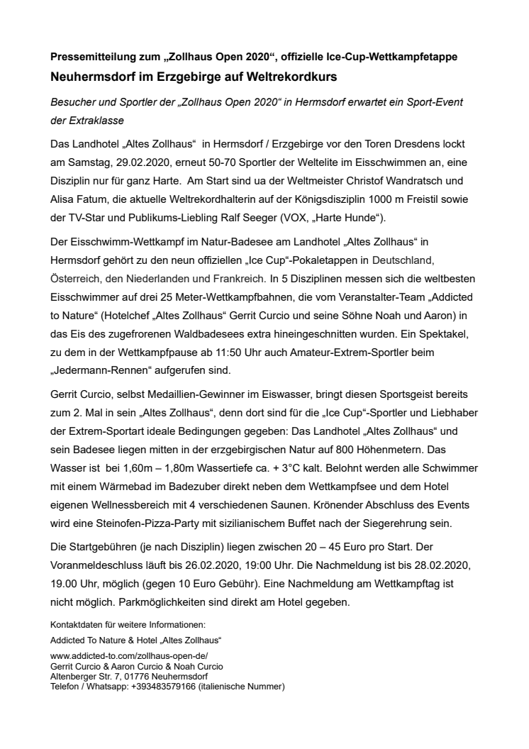 Pressemitteilung Zollhaus Open 2020