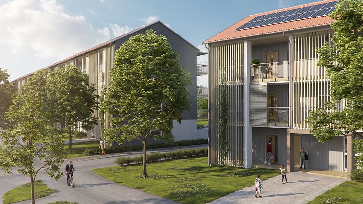BoKloks första kommande projekt med solceller, BoKlok Esplanaden, i Upplands Väsby i Stockholm. Beräknad inflyttning oktober 2018.