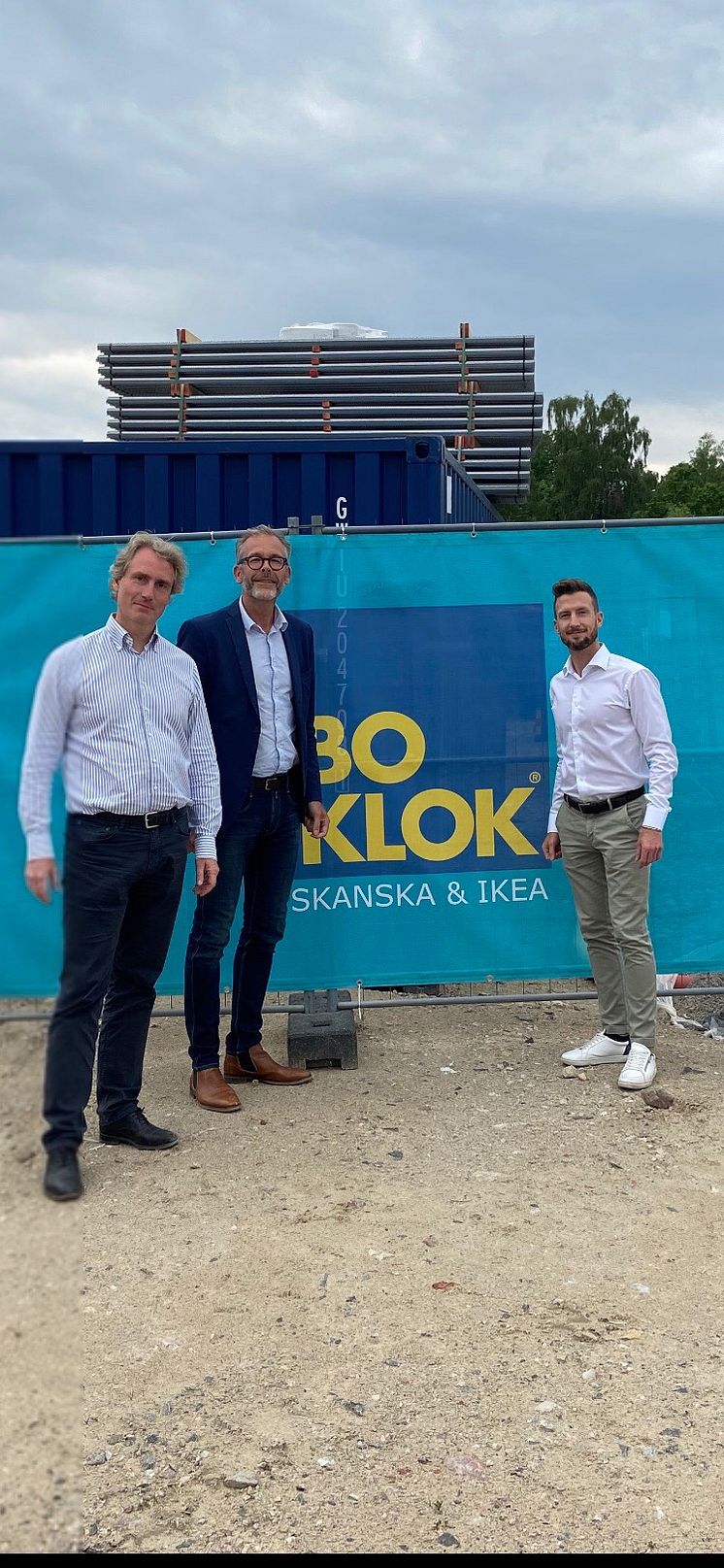 Erik Selin, styrelseordförande K-Fastigheter, Niclas Bagler, chef BoKlok Sverige och Jacob Karlsson, VD K-Fastigheter