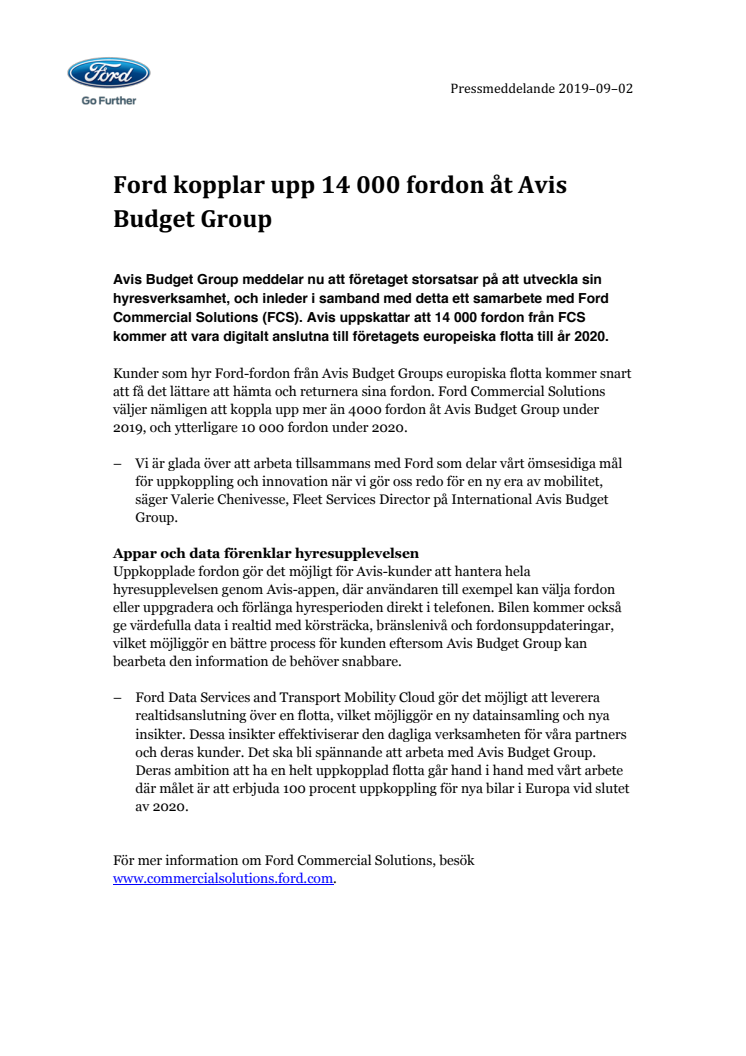 Ford kopplar upp 14 000 fordon åt Avis Budget Group 