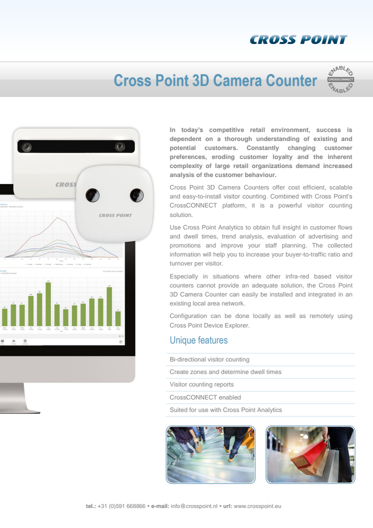 Kundräknare från Gate Security - Cross Point 3D Camera Counter