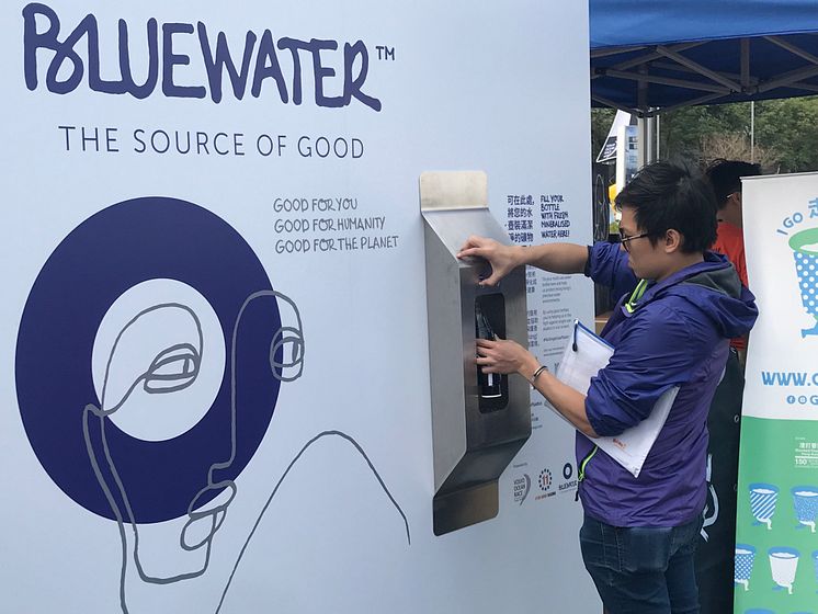 Bluewater water dispenser station have been a big hit among visitors to Volvo Ocean Race Villages, serving chilled still and sparkling water and ensuring the need for thousands of single-use plastic bottles is avoided.